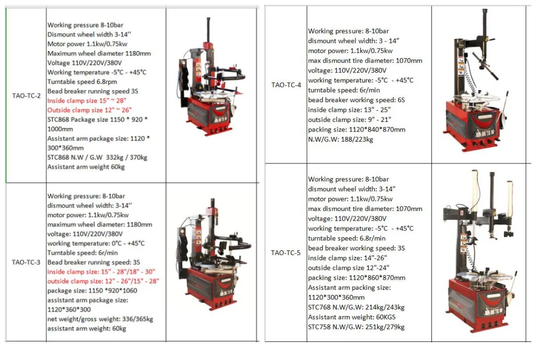 Manufacturer Car Tire Tyre Changer/ Auto Repair Shop Tire Changer Garage Equipment