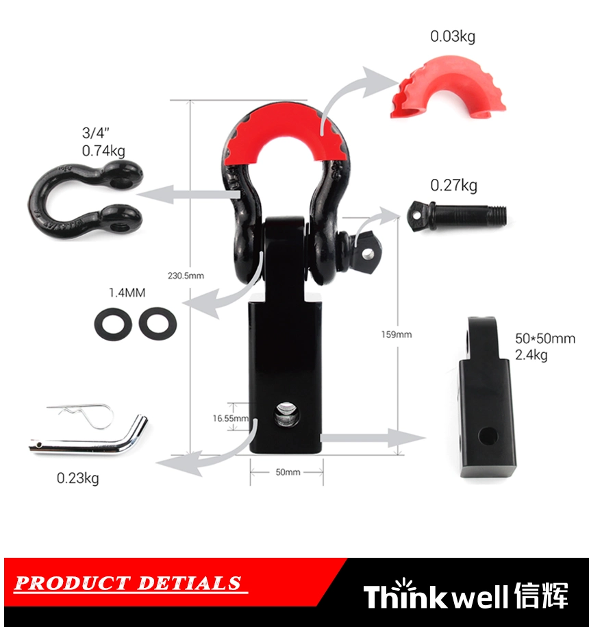 5 Ton Capacity Receiver Recovery Hitch with Bow Shackle