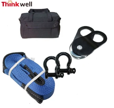 10t Recovery Winch Kit Rigging Kit Including Gear Bag, Snatch Block Pulley, Recovery Strap, Shackles