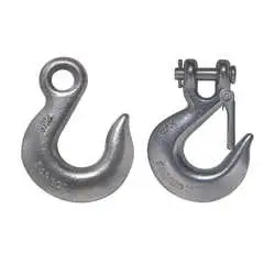 2 Ton Forged Steel Hoist Hook with Safety Latch Tow Crane Lift Eye End